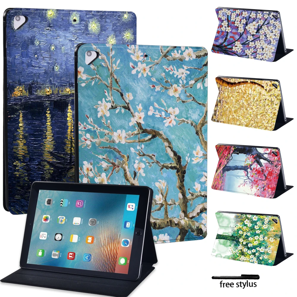 

For Apple IPad Air 4 10.9 inch 2020 /Air 1 2/ Air 3 10.5 inch - Printed Painting PU Leather Stand Folio Tablet Cover Case