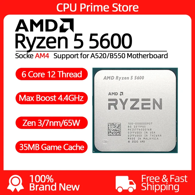 New AMD R5 5600 Ryzen 5 5600 3.5 GHz 6-Core 12-Thread CPU Processor 7NM