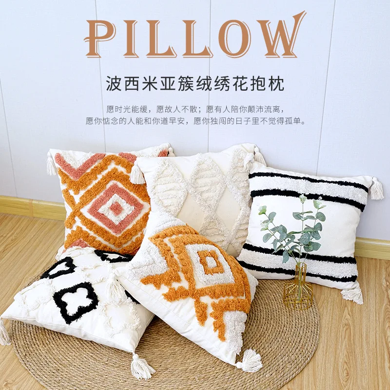 Наволочки, богемные геометрические плюшевые наволочки, минималистичные алмазные в скандинавском стиле, наволочки для кровати, дивана