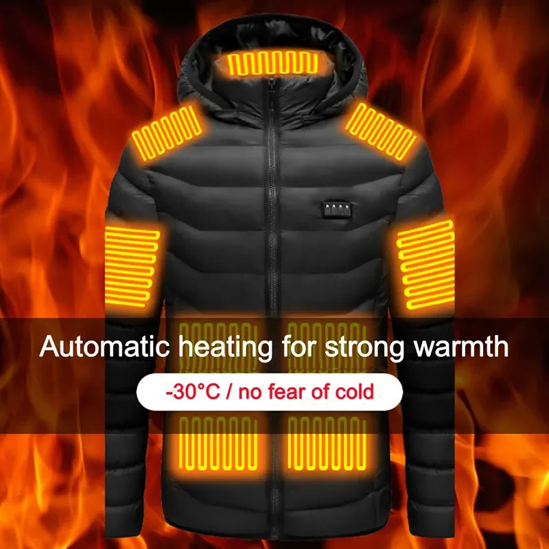 21 Areas Heated Jacket Men Electric Heating Jackets Heated Down Coat Men Women Clothing Winter Heatable Cotton Jacket 2