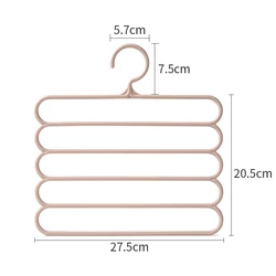 5-Layer Clothes Hanger Closet Organizer for Trousers, Towels, and Scarves (Pink)