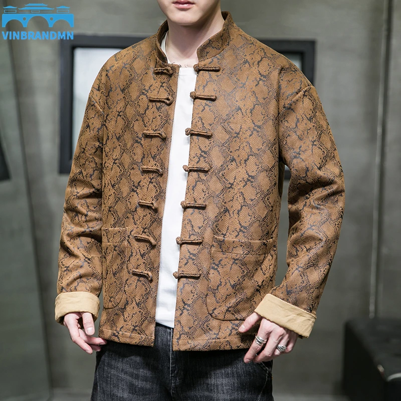 

Traditional Chinese Clothing Autumn and Winter Men's Thickened Warm Padded Jacket Retro Hanfu Tang Suit Jacket Coat Streetwear