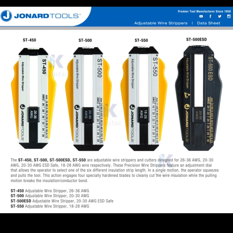 Jonard Industries Cut-Strip Tool For 24-26 AWG Wire – Adjustable Stripping Length, Wire Wrapping Tool - View #8