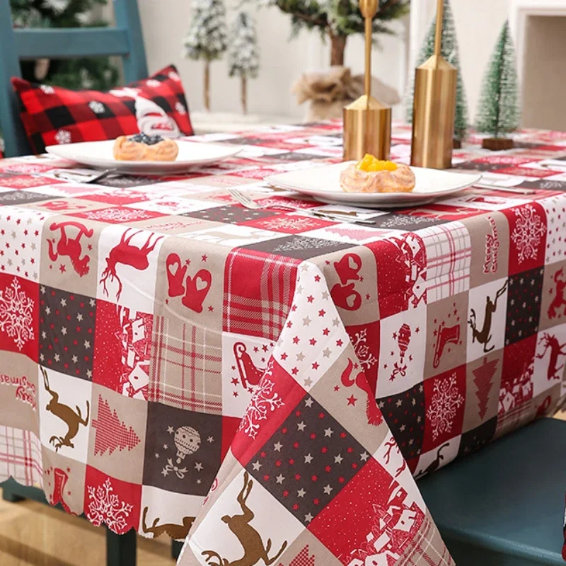 

Christmas Tablecloth Christmas Tree Snowflake Santa Claus Printing Table Cover for Winter Christmas 2023 Holiday Party Supplies