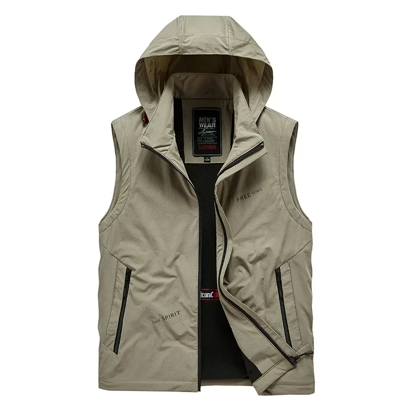 

Мужской жилет весна-осень 2023 Новинка Молодежная Повседневная Большая Утепленная однотонная Свободная Толстовка