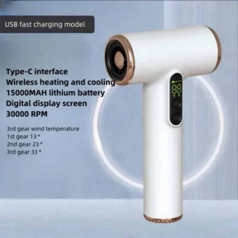 USB Wireless Hair Dryer With High Wind Power, Portable For Children/Dormitory/Outdoor/Rechargeable Long Range Hair Dryer 2
