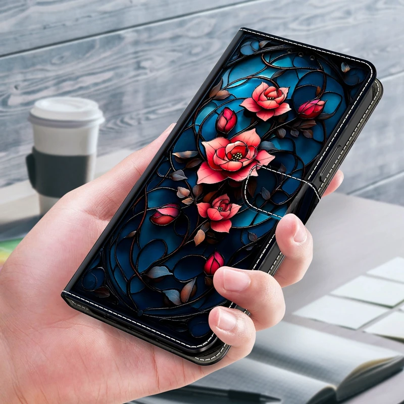 Stylish Painted Pattern Flip Wallet Case - Protective Cover