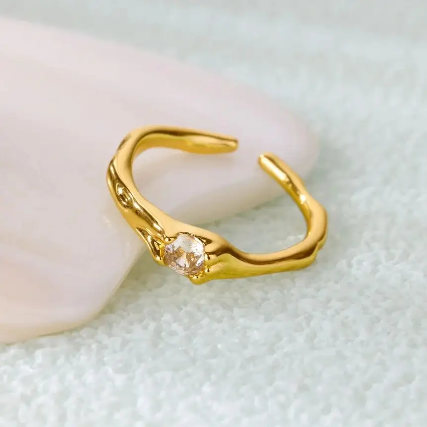 Zirconia Rings for Women Geometric Round Adjustable Wedding Anniversary Jewelry