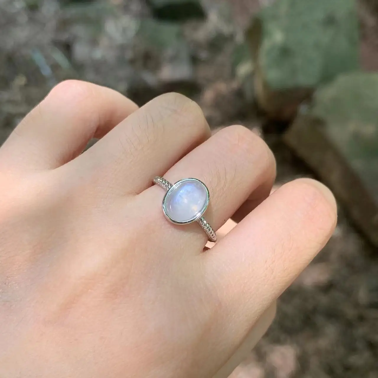 MM Natural MOONSTONE Ring Adjustable Female Ring Jewelry for Women Gift Wholesale High Quality Vintage Fine
