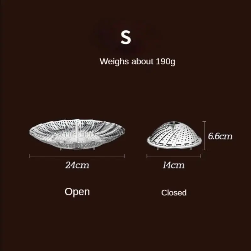 Household Stainless Steel Steamer Portable Folding Retractable Vegetable Steaming Plate Fruit Drippin Plate Mantou Steamer Frame