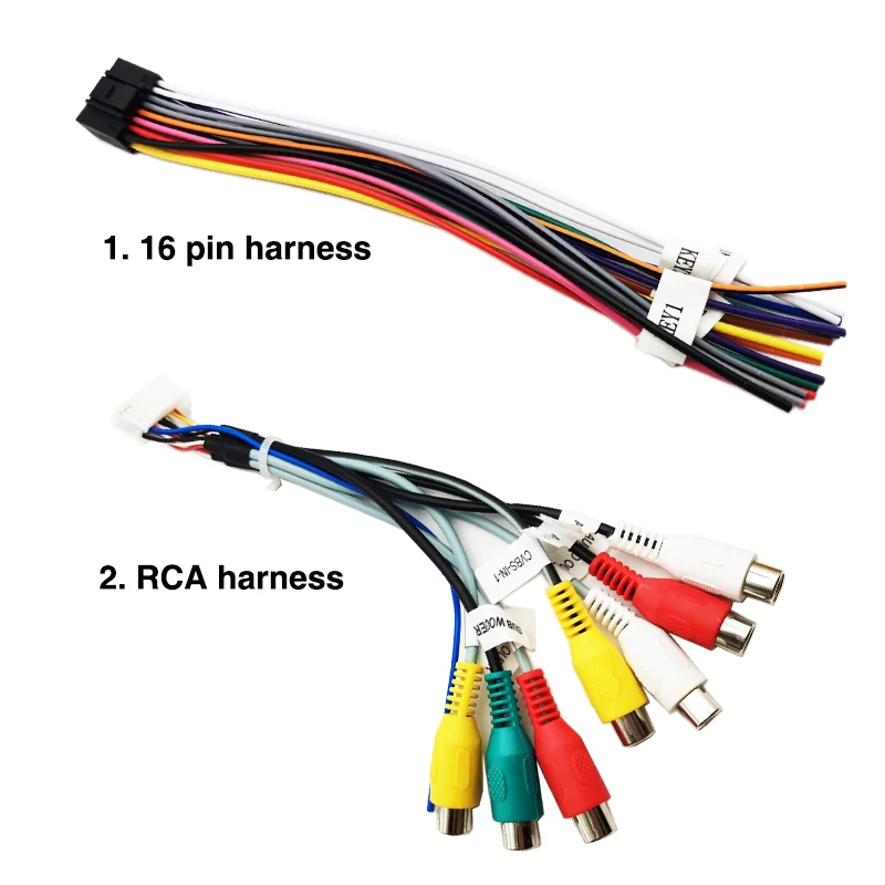 Universal 16 Pin Wiring Harness, USB Adapter, GPS Antenna, Video Audio RCA, Camera Input Cable, for Car Android System Head Unit — view 3