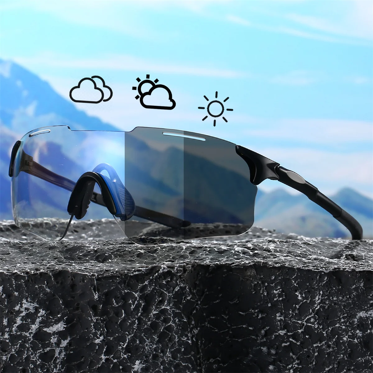 Lunettes de sport photochromiques sans monture pêche - Protection professionnelle cyclisme homme femme UV400