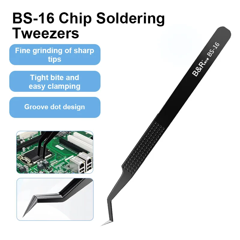 

B&R BS-16 Chip Planting Tin Tweezers High Precision High Hardness Phone Repair Forceps Tools Precise Clamping Wire