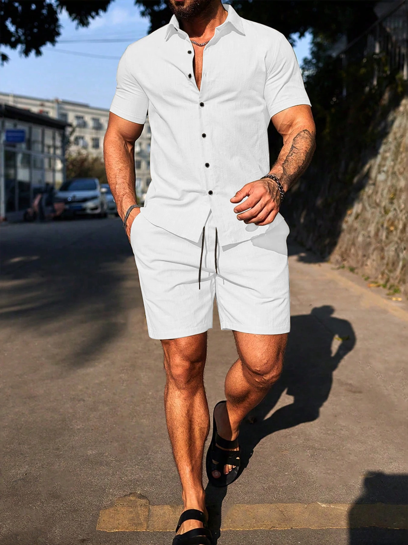 Costume décontracté pour homme en lin