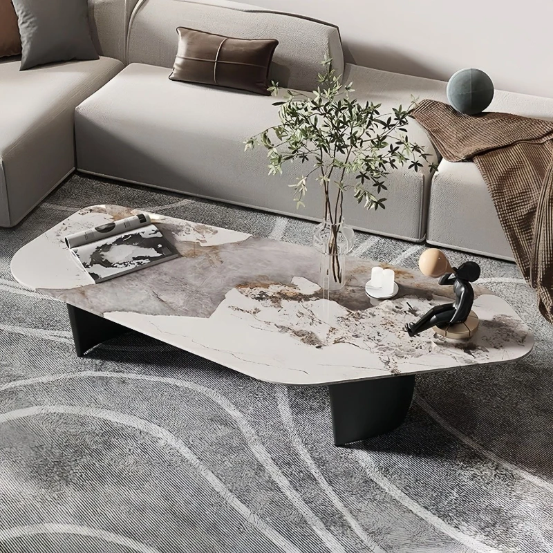 Modern Luxury Sintered Stone Coffee Table Creative Irregular Shape Table Italian Style Small Apartment Living Room Furniture