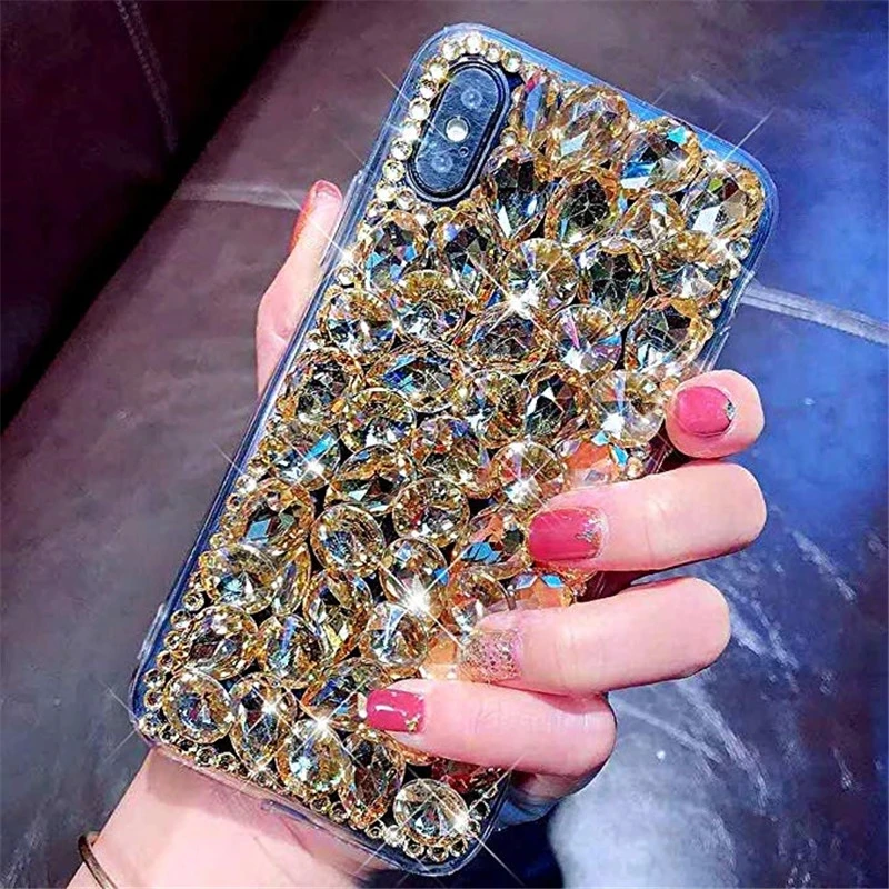 Bling Crystal Diamond Rhinestone Phone Case, 3D Colorful Stones Back Cover for Samsung Galaxy S24 Plus S21 S22 23 Ultra Note20
