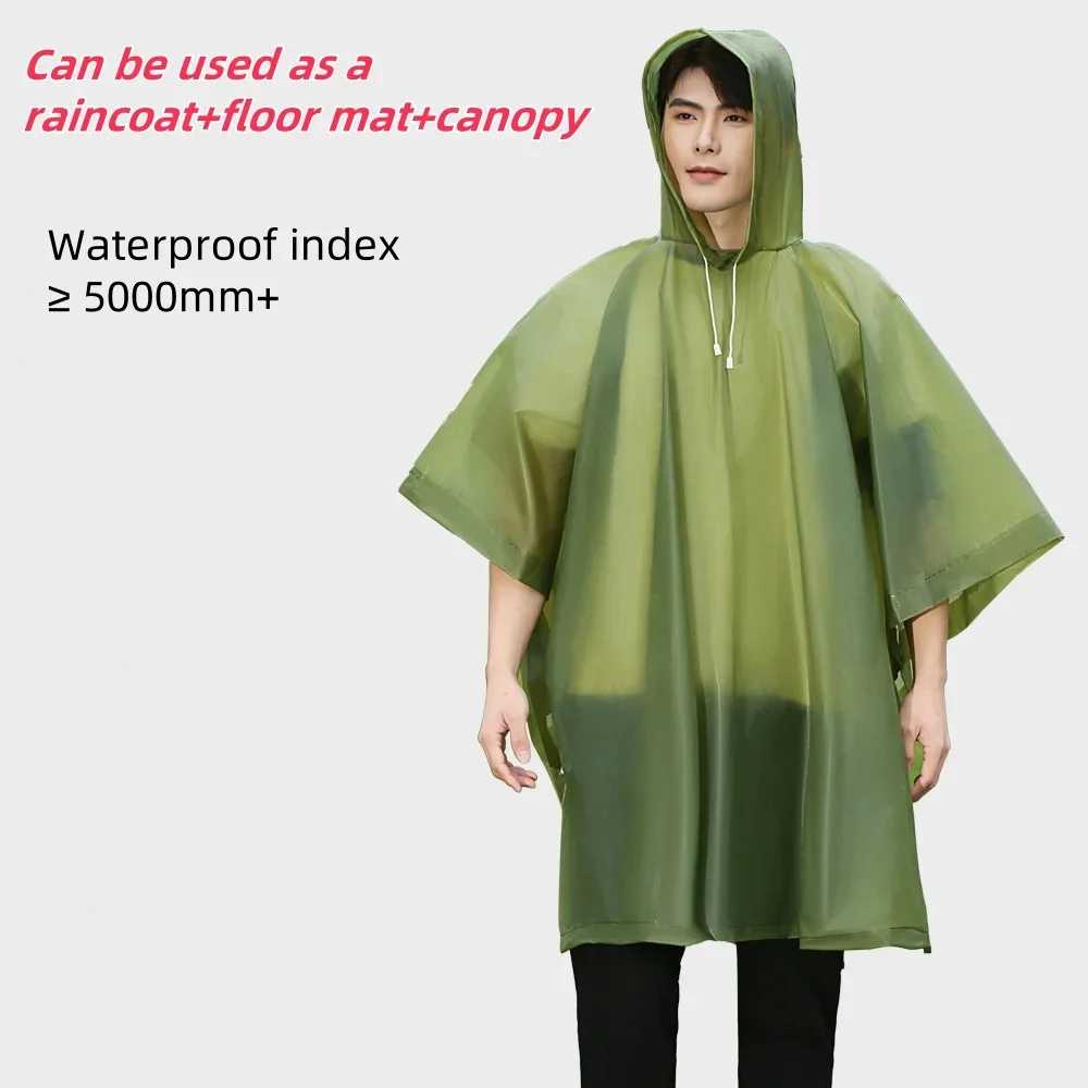 Reusable Rain Ponchos with Drawstring Hood for Adults Waterproof Thicken Rain Coat Outdoor Hiking Raincoat Travel Bicycle Poncho 5