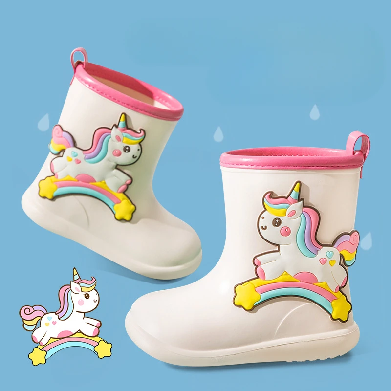 Boys Girls Bear Waterproof Rain Shoes Wear-resistant Non-slip Galoshes for Toddlers baby shoes