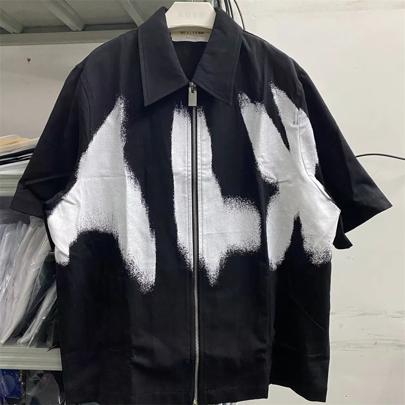 

New Style 1017 ALYX 9SM Graffiti Inkjet Zipper T Shirts Men Women Functional T-Shirt Top Tees Hip hop