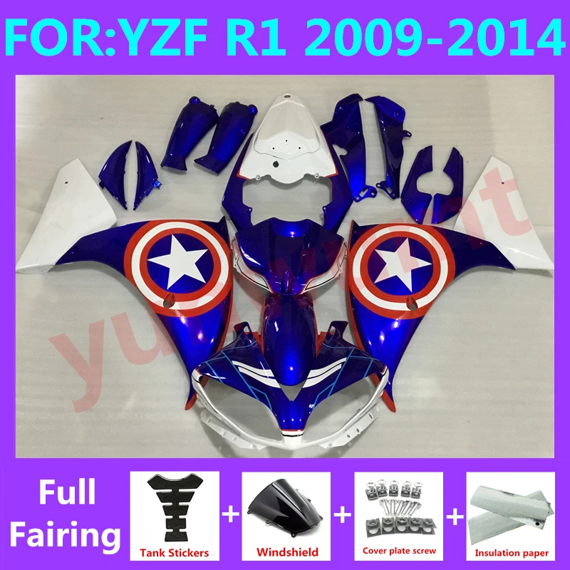 

NEW ABS Motorcycle full Fairing Kit fit For YZF R1 2009 2010 2011 2012 2013 2014 YFZ-R1 Bodywork Fairings kits set blue white