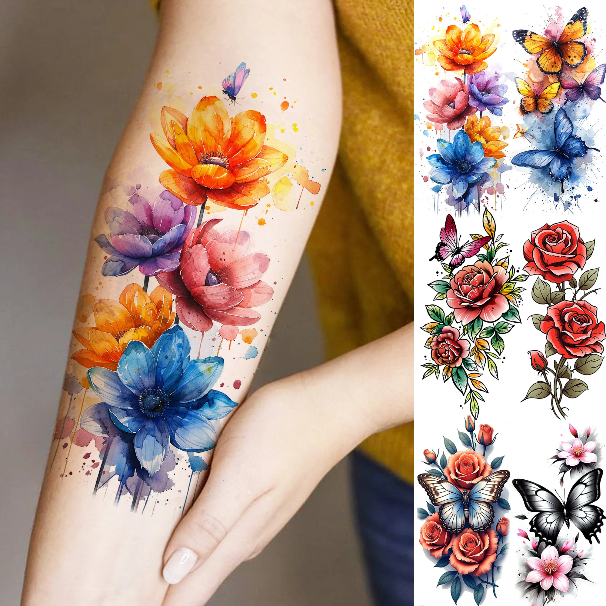 Poppy Watercolor Tattoo: The Ultimate Guide to Realistic, Long-Lasting  Watercolor Flower Temporary Tattoos, image size:2000x2000