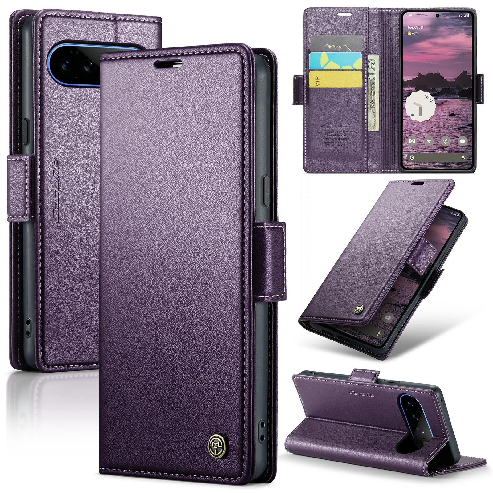 Leather Flip Wallet Case with Kickstand and Card Holder