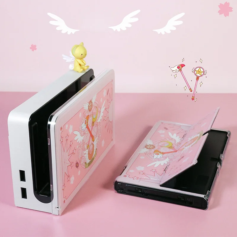 Anime Card Captor Sakura Pink Protection Funda Switch OLED Case Joycon Housing Protective Case For Housse Switch Accessories