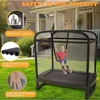 6FT Trampoline for Kids Trampoline with Swing & Basketball Hoop Rectangle Indoor Outdoor Toddler Trampolines W/ Safety Net 3