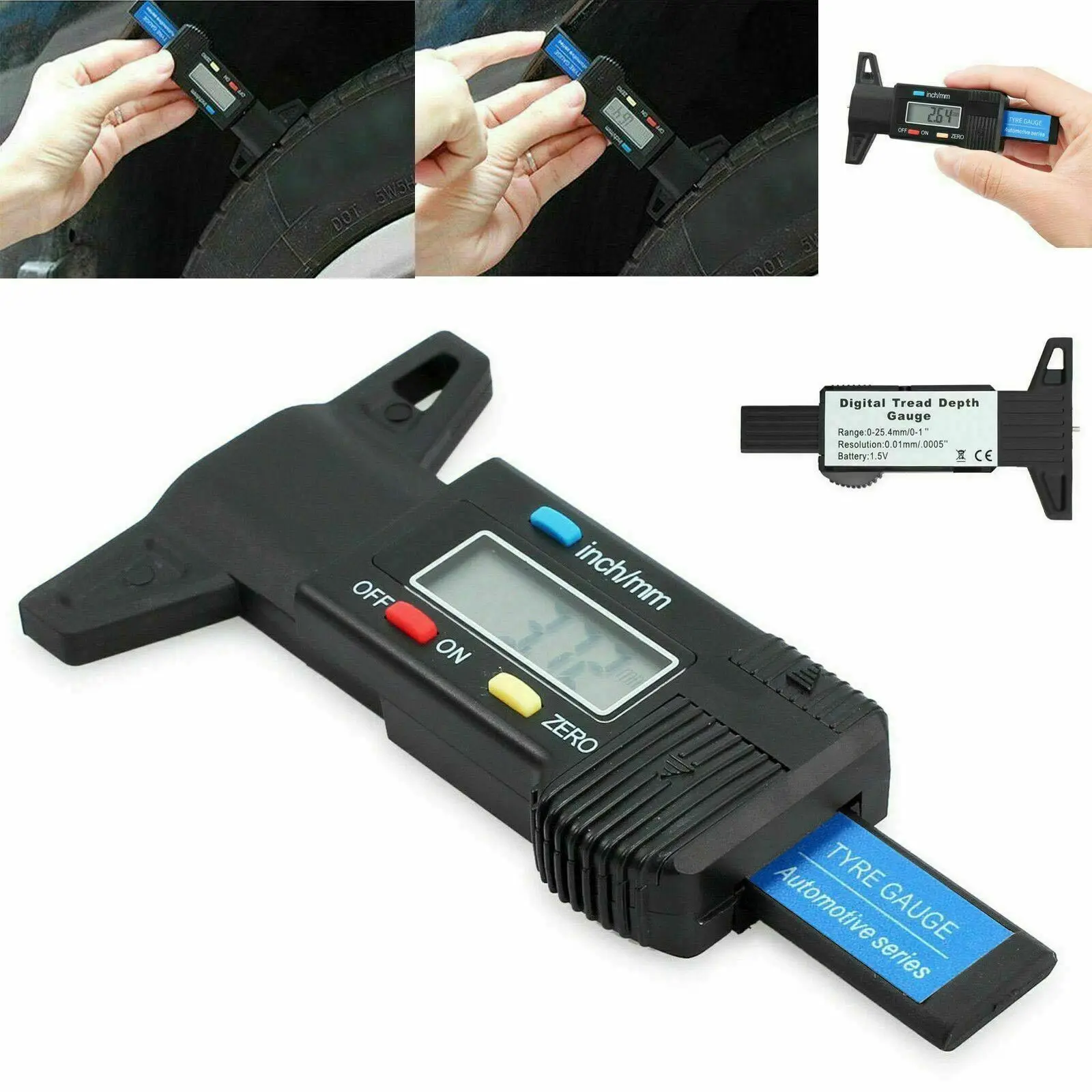 Digital Tire Tread Depth Gauge Meter for Car Tyre Thickness