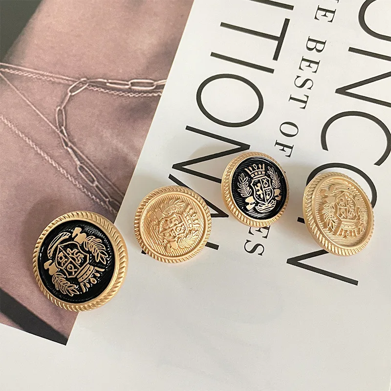 15Pcs/lot 15-25mm Golden Metal Snap Button College Style Decorative Metal Buttons for Clothing Sewing Supplies Accessories B011 2