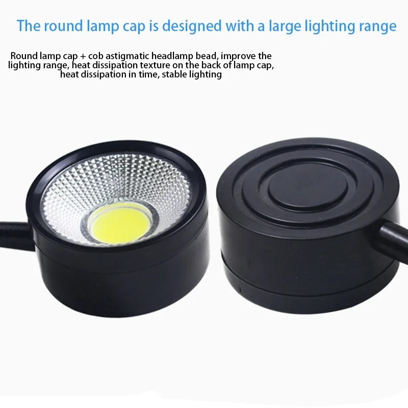 LED 작업 조명 마그네틱 베이스 유연한 구즈넥 램프 220V 5W 선반 밀링 드릴 프레스 산업용 조명, Eu 플러그 ZJY
