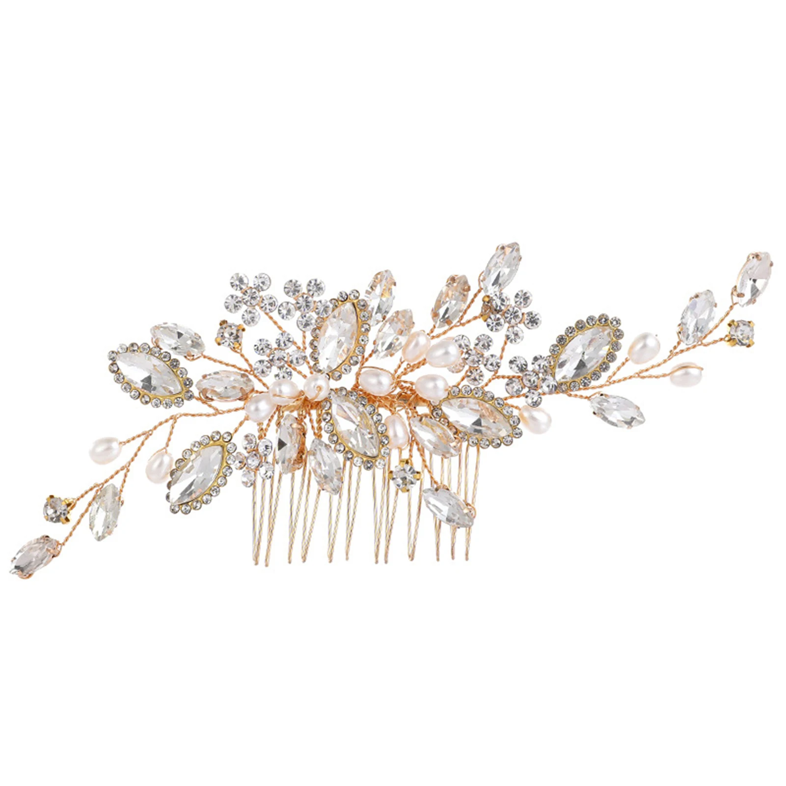 

Pearl & Rhinestone Bridal Side Hair Comb Woman Elegant Alloy Comb Barrette for Birthday Stage Party Hairstyle Making