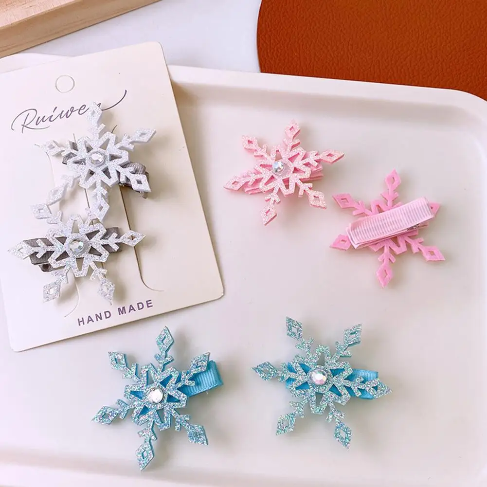2PCS 새로운 공주 눈송이 소녀 사랑스러운 머리핀 어린이 머리 장식 헤어 그립 헤어 클립 바레트 헤어 액세서리