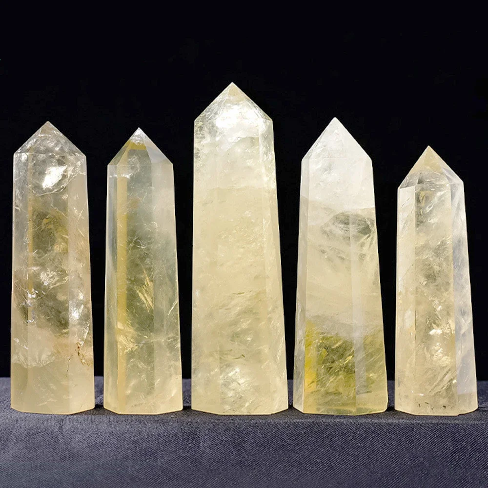 1PC Natural Citrine Column Yellow Crystal 4-8cm Home Decoration