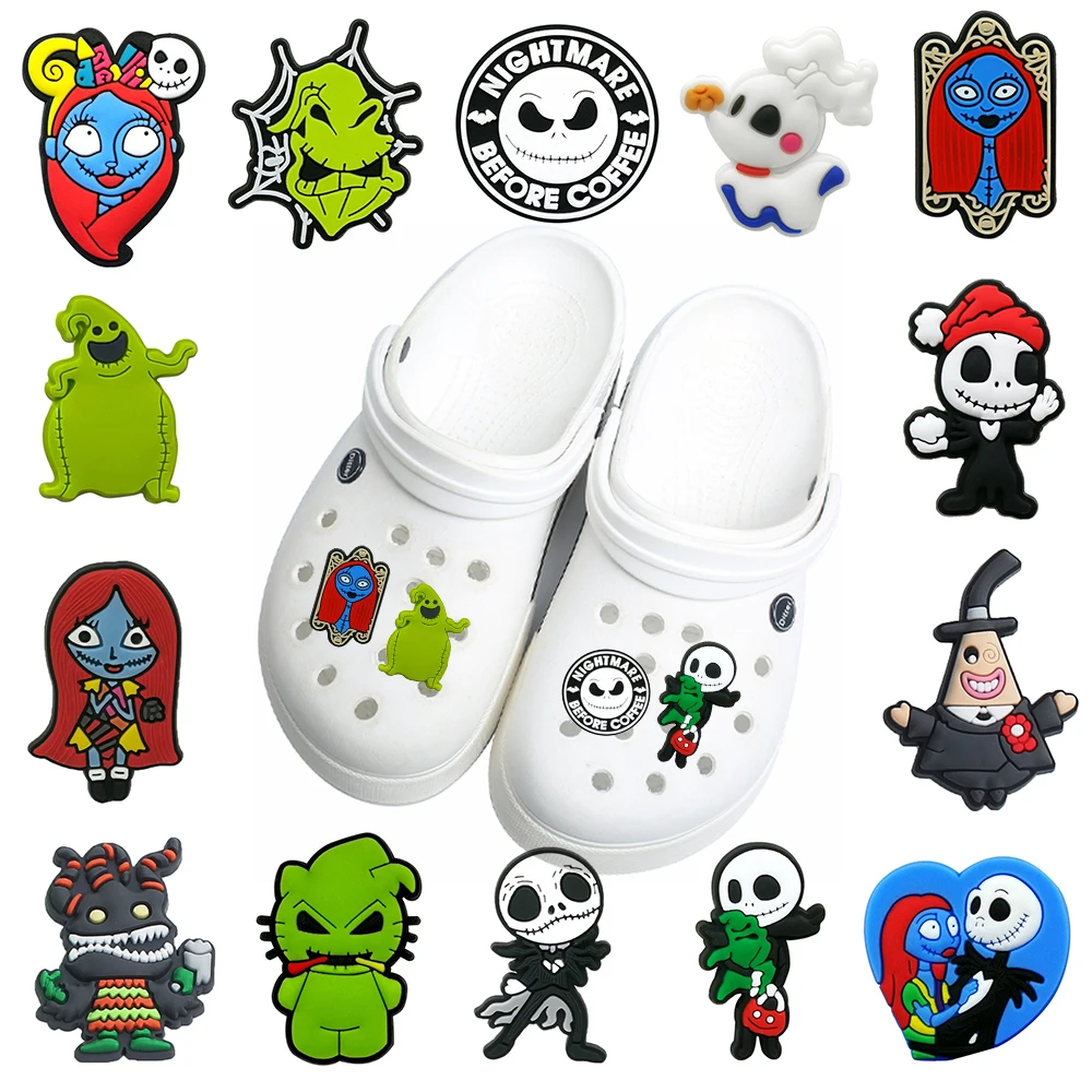 

1pcs Croc Charms The Nightmare Before Christmas Shoe Charms PVC Accessories DIY Shoe Decoration For Croc Jibz Kids X-mas Gifts