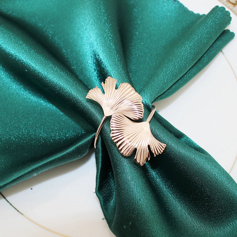 6Pcs Metal Gingko Leaf Napkin Ring Gold Napkin Holder Table Decorations for Thanksgiving Christmas Wedding Birthday