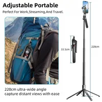 220cm Extendable Phone Tripod Stand with Gimbal Handle & Remote - Anti-Shake Selfie Stick for Mobile Camera - Image 6