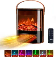 Electric Fireplace Heater for Indoor Use w/Remote & Timer, 1500W Portable Fake Fireplace with 7 Flame Color 1