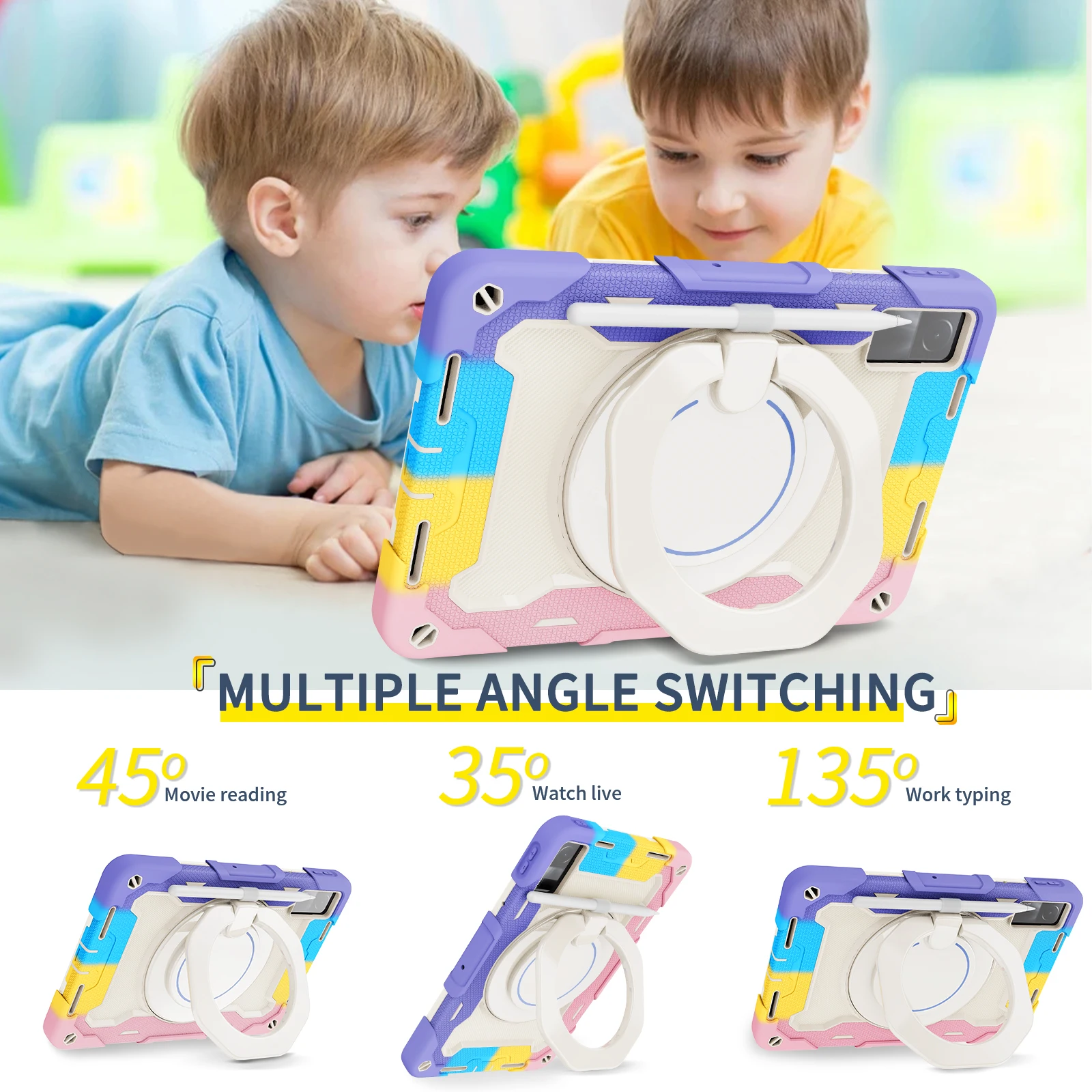 Schutzhülle für Xiaomi Redmi Pad 10,61 Zoll, Schutzhülle für Tablet, mit um 360° drehbarem Ständer, Handschlaufe und Schultergurt, Sturzschutz_voghion.com