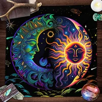 Mystical Colorful Sun and Moon Tarot Card Tablecloth Astrological Divination Altar Cloth Card Game Mat Witchcraft Witchy Decor 1
