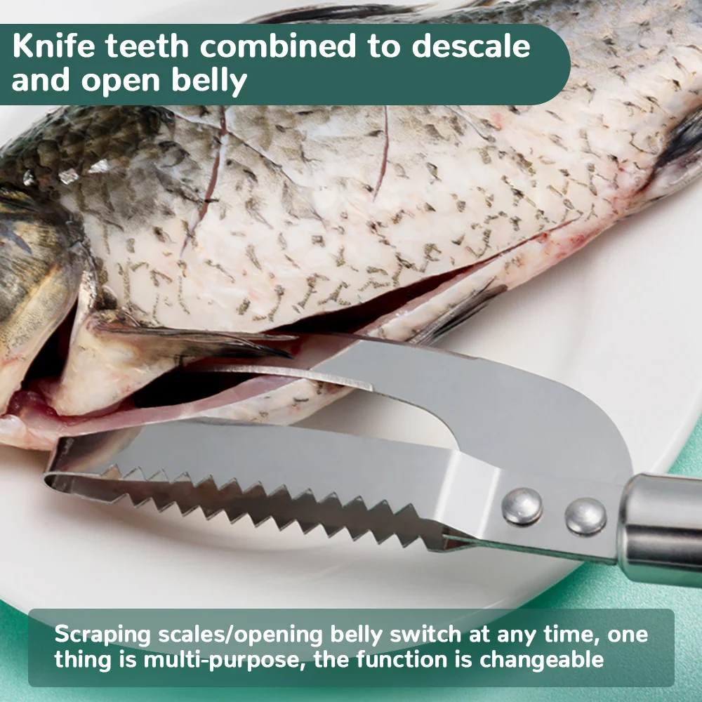 Fish Scale Knife Stainless Steel 3 In 1 Fish Scale Knife Cut/Scrape/Dig Maw Knife Scale Scraper Sawtooth Peelers Scraping Boning Filleting Tools