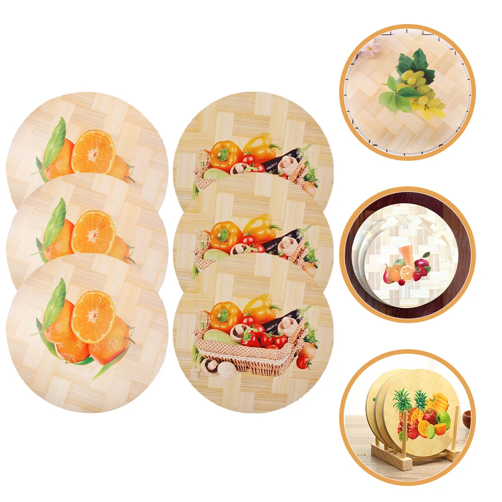 

6pcs Wooden Trivet Wood Placemat Round Placemat for Dining Table Heat-resistant Table Mat Placemat for Home