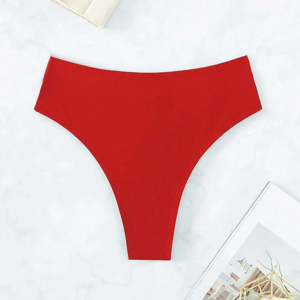 

High-waisted Swimming High Waist Solid Color Swimming for Women Back Cutout Bikini Bottom Swimwear Quick-drying Trunks Solid