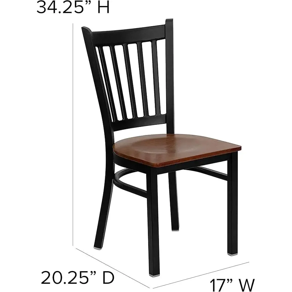 HERCULES Series Black Vertical Back Metal Restaurant Chair Cherry Wood Seat 4