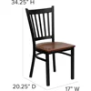 HERCULES Series Black Vertical Back Metal Restaurant Chair Cherry Wood Seat 4