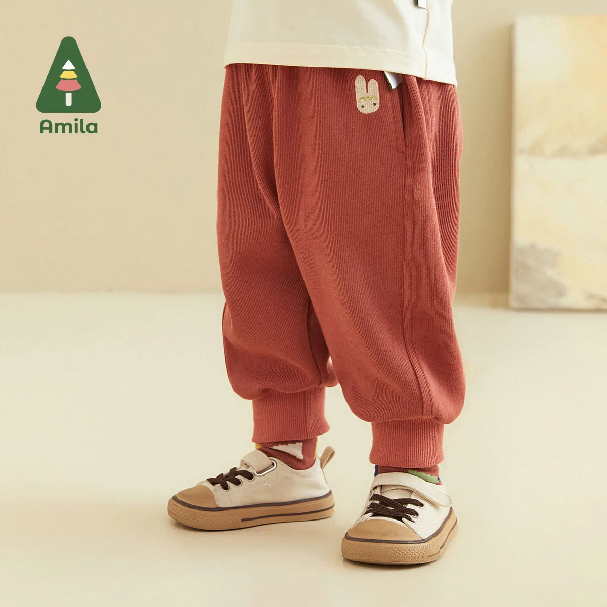 Baby Trousers Spring Solid Color Cotton For Boys and Girls Cute Cartoon Casual