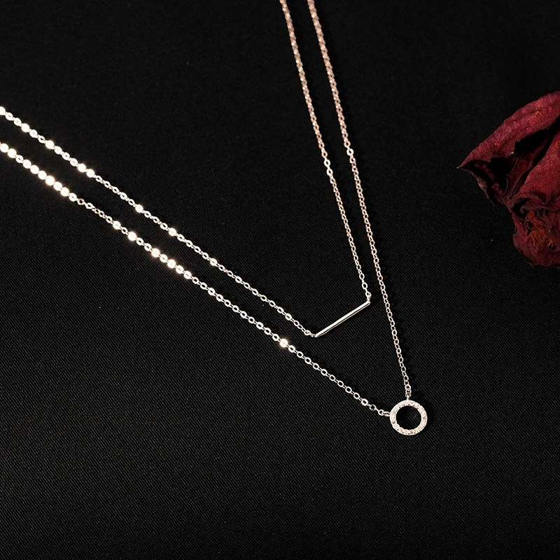 925 Sterling Silver Female Geometric Double Necklace Clavicle Chain Pendant Women Wedding Party Gift Jewelry Accessorie pendant necklace silver necklace