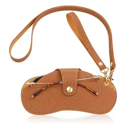 Buckle Design PU Leather Glasses and Sunglasses Case (Brown)