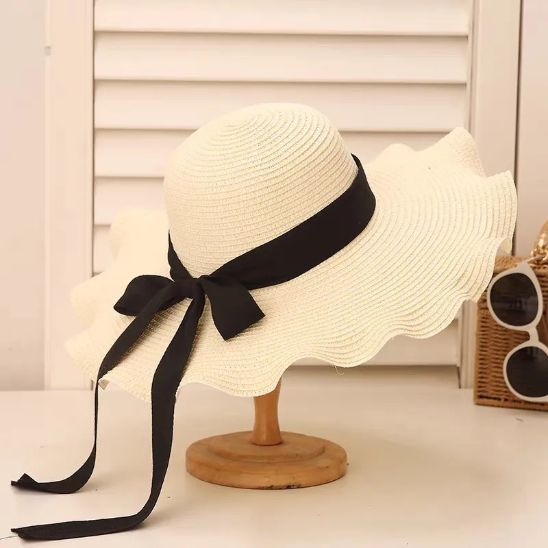 New Fashion Summer Straw Hats Bowknot Steamer Breathable Sun Hat Women Holiday Beach Hat Sun Protection Cap Visor Hat Sombreros