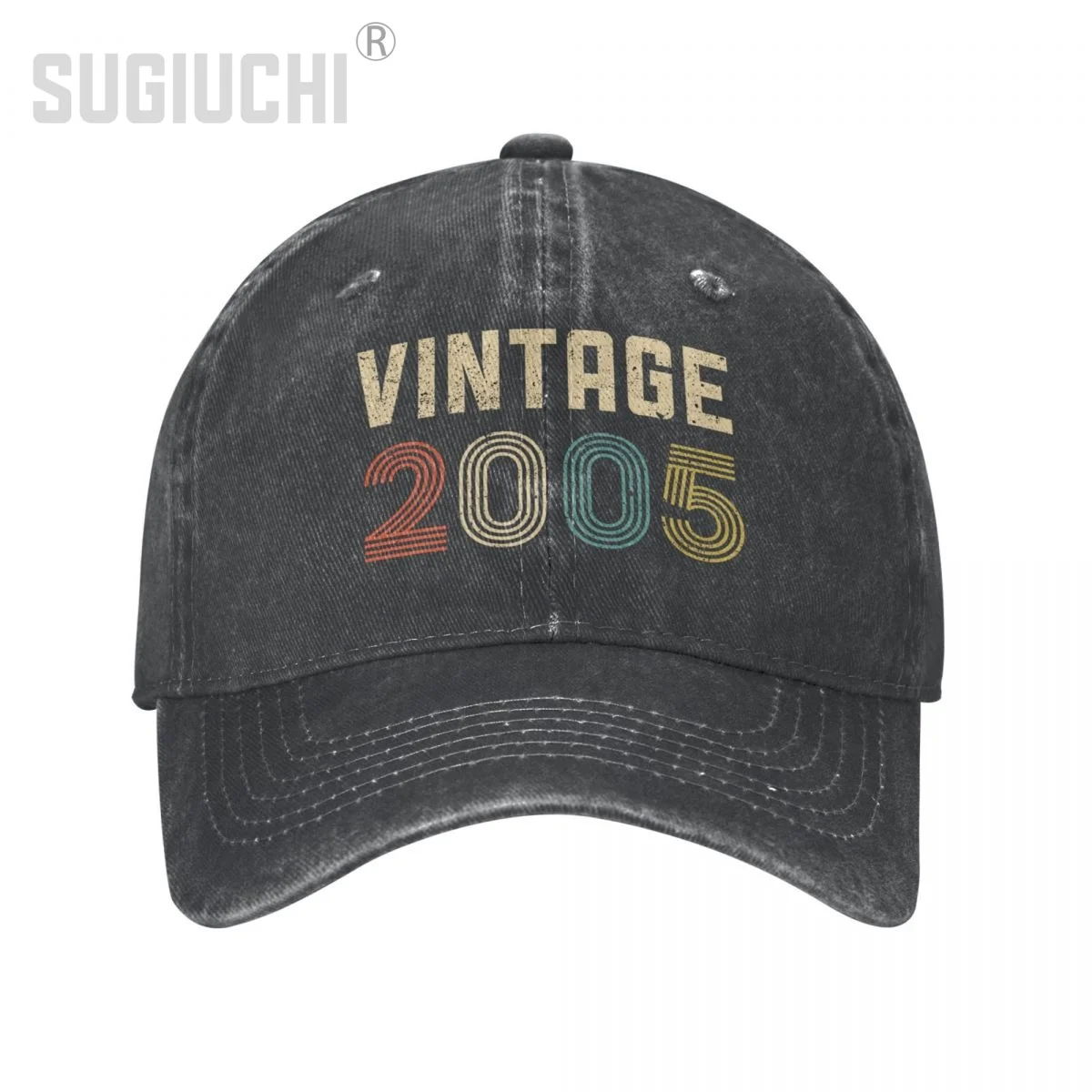 

Unisex Adult VINTAGE 2005 Retro Charcoal Washed Denim Baseball Cap Trucker Hat Born Birthday Gift for Men Women Cotton